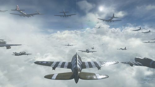 Practice with a fighter plane in COD: WW2's Headquarters